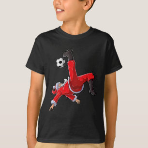 Camiseta Futebol de Natal Papai Noel Engraçado Chute de Bic