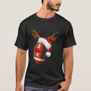 Camiseta Futebol de Natal, Santa Hat Reindeer Red Nose