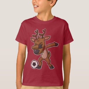 Camiseta Futebol de toque ligeiro da rena do Natal