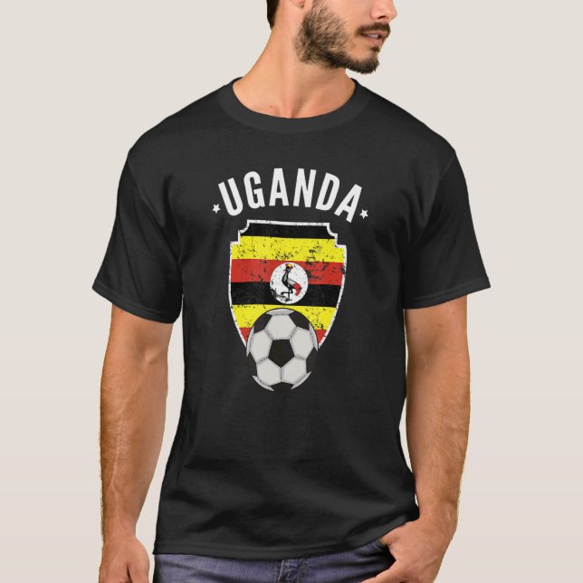 Camiseta Futebol de Uganda - Bandeira do Uganda - Orgulho R (Frente)