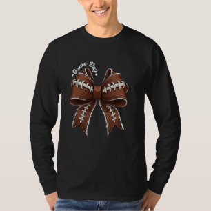 Camiseta Futebol do Dia de Jogo Coquette Bow Mãe de Futebol