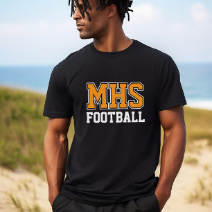 Camiseta Futebol do Espírito Escolar Negro e Laranja Person