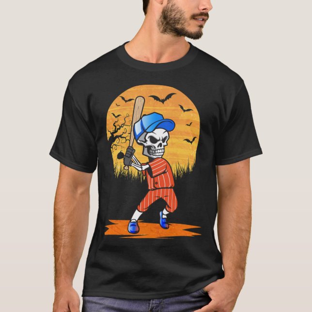 Camiseta Futebol dos Homens do Halloween, Skeleton Skeleton (Frente)