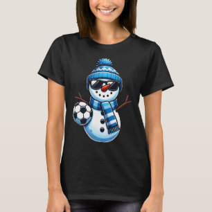 Camiseta Futebol engraçado Snowman Winter Sports Amantes da