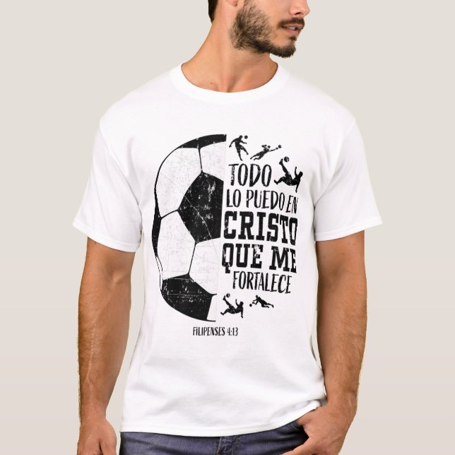 Camiseta Futebol Espanhol de Futebol Cristão 413 Homens (Frente)