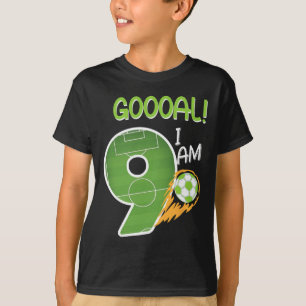 Camiseta Futebol Eu Tenho 9 Anos de Idade Menino Aniversári