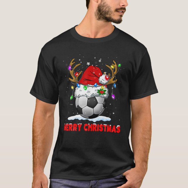 Camiseta Futebol Feliz Natal Santa Hat Reindeer Xmas Fam (Frente)
