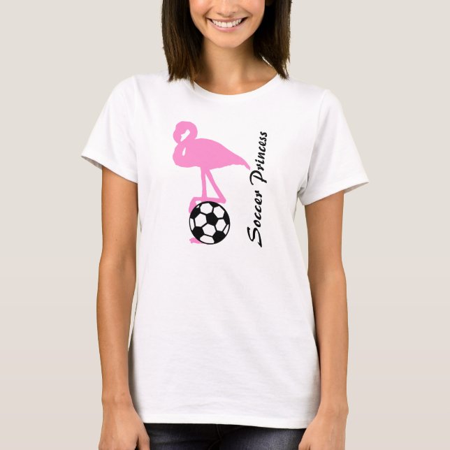 Camiseta Futebol Feminino Princesa Flamingo Rosa (Frente)