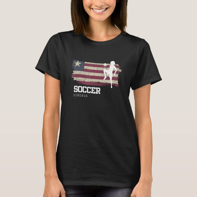Camiseta Futebol Libéria Bandeira Futebol feminino Meninas  (Frente)
