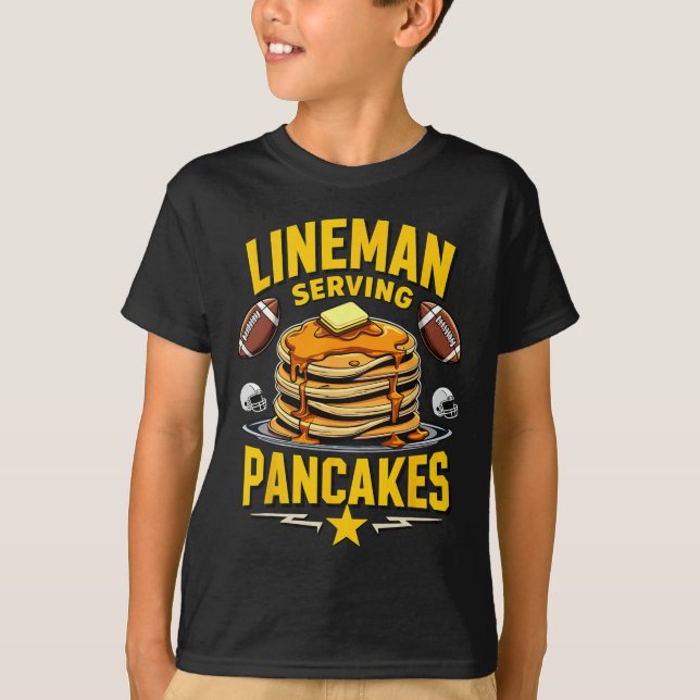 Camiseta Futebol Lineman Servindo Pancakes Gratuitos (Frente)