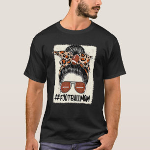 Camiseta Futebol Mamãe Mensy Bun Hair Leopard Feliz Mãe