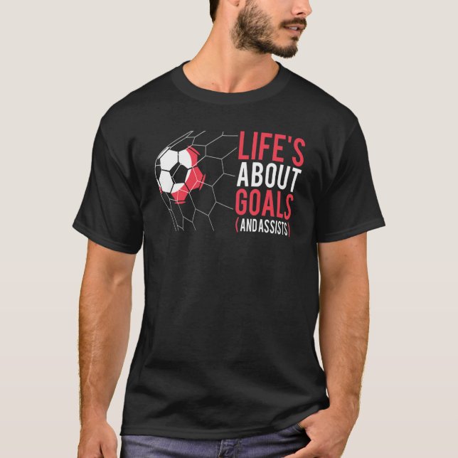 Camiseta Futebol para Meninos 'A vida é sobre os objetivos' (Frente)