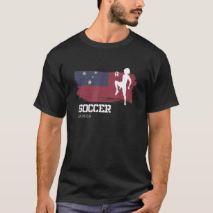 Camiseta Futebol Samoa Bandeira Mulheres de Futebol Meninas