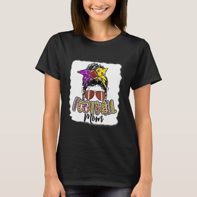 Camiseta Futebol Sangrento Mãe Vida Leopard Messy Bun Playe (Frente)