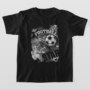 Camiseta Futebol Star, Black Grunge Futebol