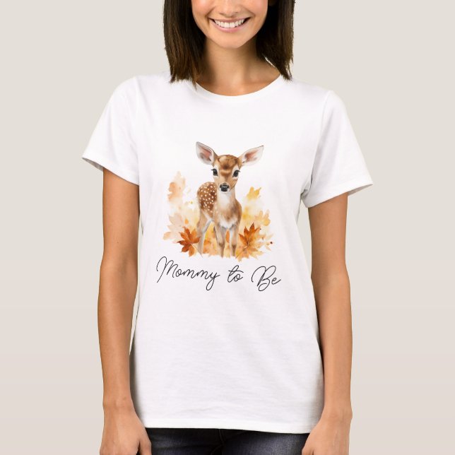 Camiseta Futura Mamãe de Veado da Floresta Fofa (Frente)
