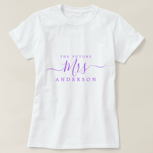 Camiseta Futura Sra. Chic Script Nome Personalizado Noiva (Frente do Design)