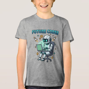 Camiseta Future Coder – Design de Codificação de Robô Fofo