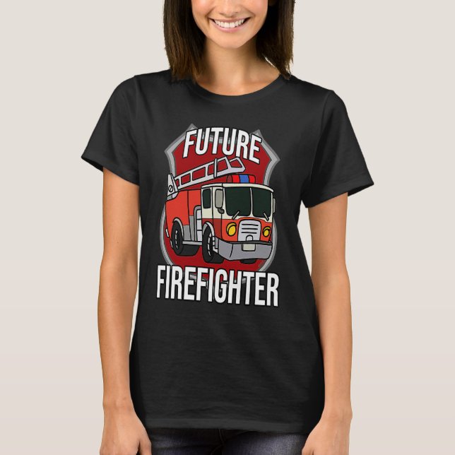 Camiseta Future Firefighter Fireman Fire Truck Car Kids Boy (Frente)