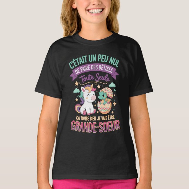 Camiseta Future Grande Soeur Bêtises Idée Cadeau Annonce  (Frente)
