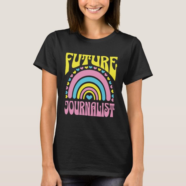 Camiseta Future Journalist Bright Retro Rainbow Journalists (Frente)