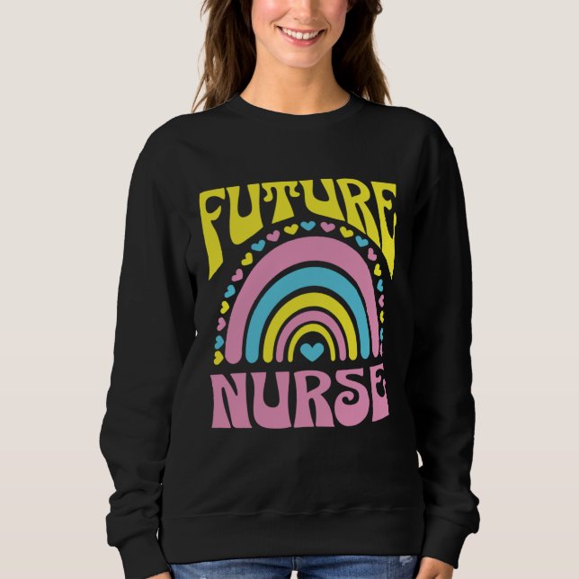 Camiseta Future Nurse Bright Retro Rainbow Nurses Training (Frente)