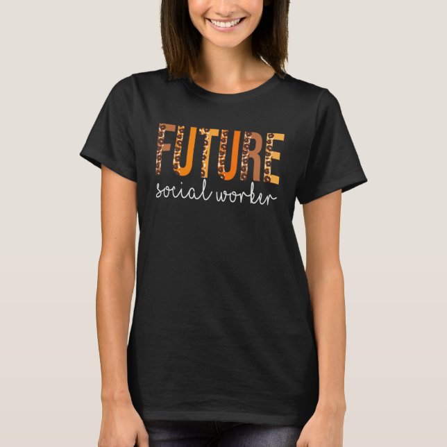 Camiseta Future Social Worker leopard Fall Autumn Thanksgiv (Frente)