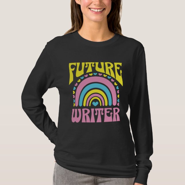 Camiseta Future Writer Bright Retro Rainbow Writers Trainin (Frente)