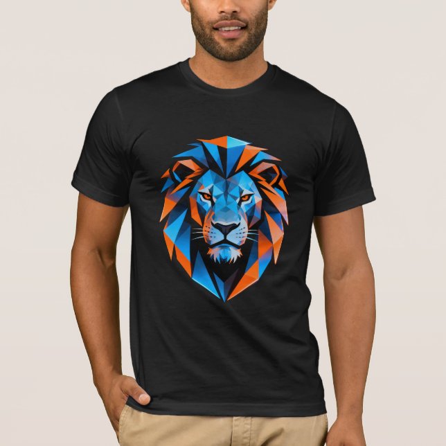 Camiseta Futurista 3D Leão Geométrico  (Frente)