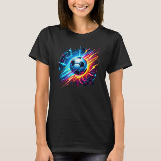 Camiseta Futurista Bola de Futebol Elétrico Relâmpago