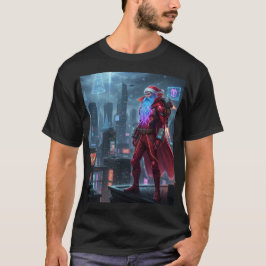 Camiseta Futurista do Papai Noel de Ano Novo 2026 