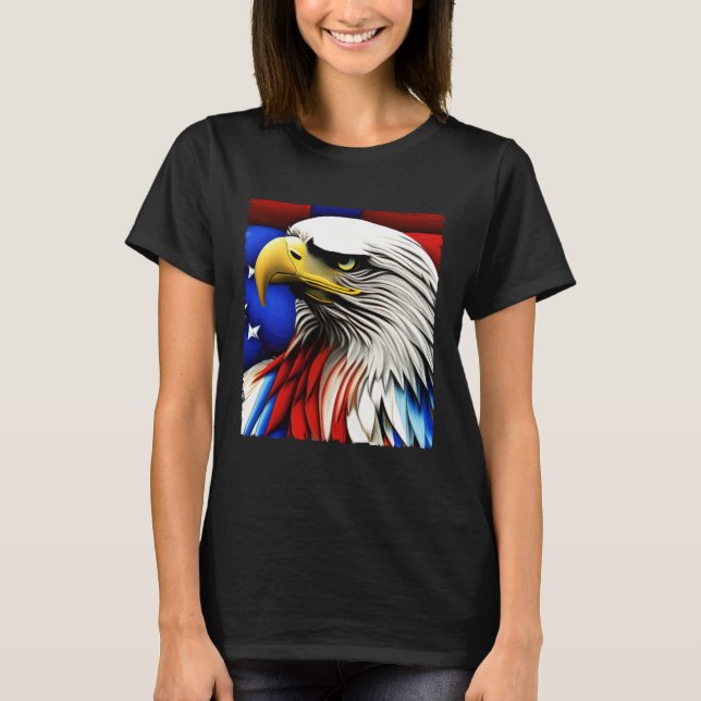Camiseta Futuristic American Bald Eagle USA Flag 4th of Jul (Frente)