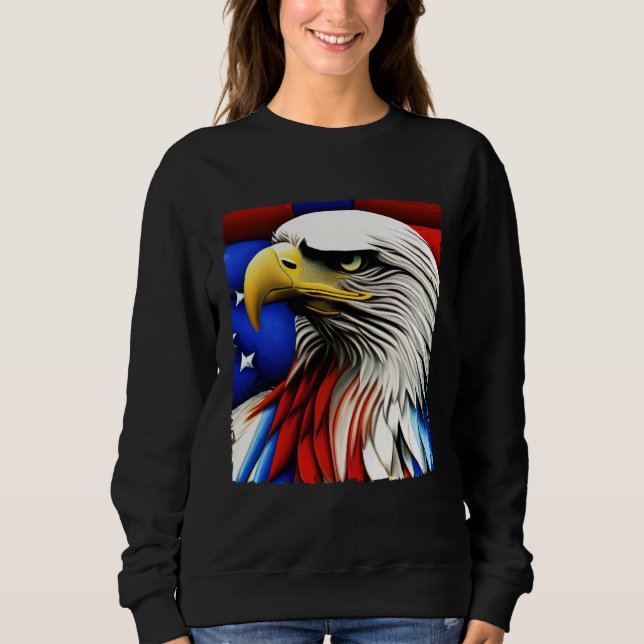 Camiseta Futuristic American Bald Eagle USA Flag 4th of Jul (Frente)