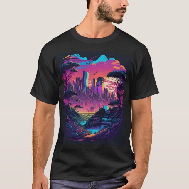 Camiseta Futuristic City in a Twilight Setting   (Frente)