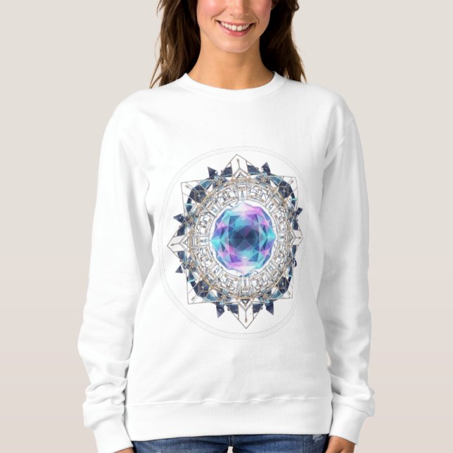 Camiseta Futuristic Crystal Mandala – Geometric Tech Art (Frente)
