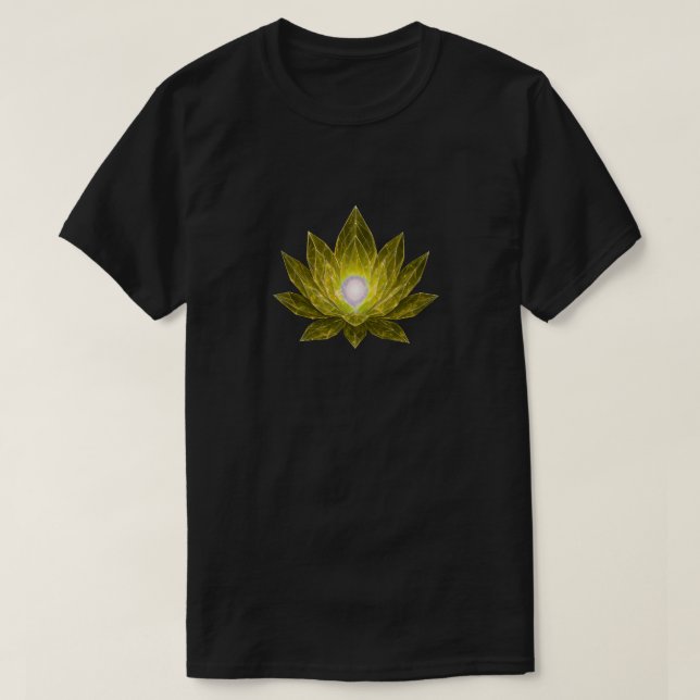 Camiseta Futuristic Golden Crystal Lotus • Sci-Fi Energy (Frente do Design)