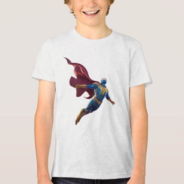Camiseta Futuristic Hero in Flight – Bold Sci-Fi Warrior  (Frente)