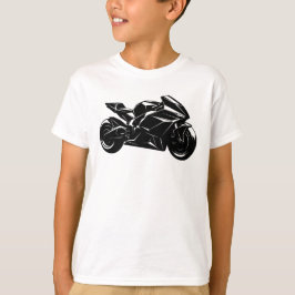 Camiseta Futuristic Motorcycle Black White Vector 