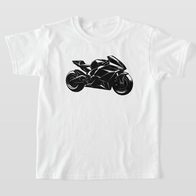 Camiseta Futuristic Motorcycle Black White Vector  (Postura )