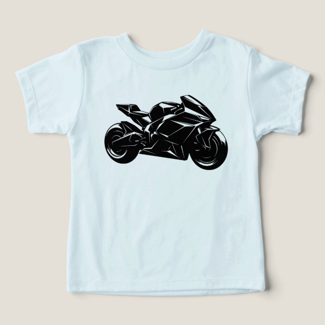 Camiseta Futuristic Motorcycle Black White Vector  (Design frontal)