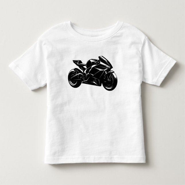 Camiseta Futuristic Motorcycle Black White Vector  (Frente)