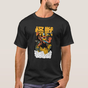 Camiseta Futuristic Scary Creature Burning Buildings