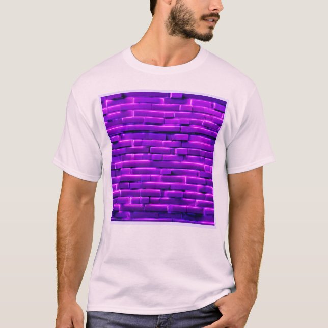 Camiseta Futurística Neon Brick Wall Design (Frente)