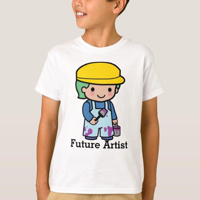 Camiseta Futuro Artista em macacos e pintura roxa (Frente)