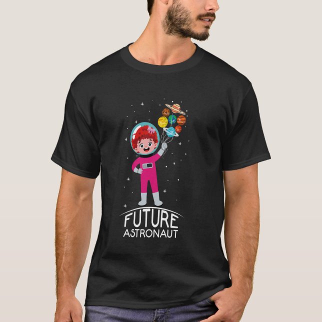 Camiseta Futuro Astronauta Com Planetas Citação Divertida P (Frente)