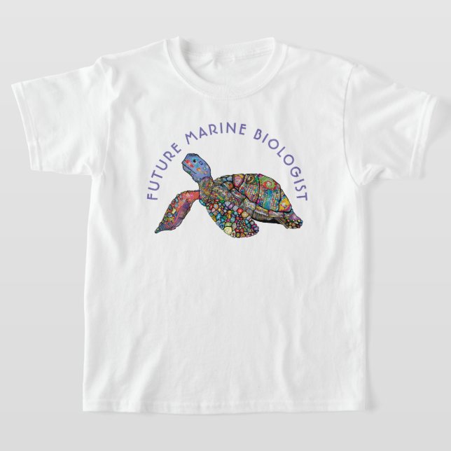 Camiseta Futuro Biólogo Marinho Rainbow Turtle (Postura )