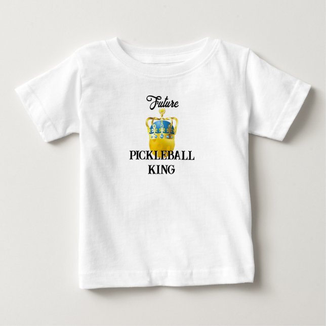 Camiseta Futuro Bola Amarelo-Bebê-Pickleball em Coroa (Frente)