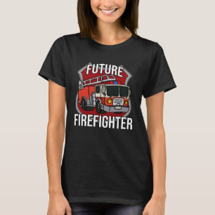 Camiseta Futuro Bombeiro Bombeiro Rapaz de Carros de Caminh