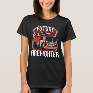 Camiseta Futuro Bombeiro Bombeiro Rapaz de Carros de Caminh