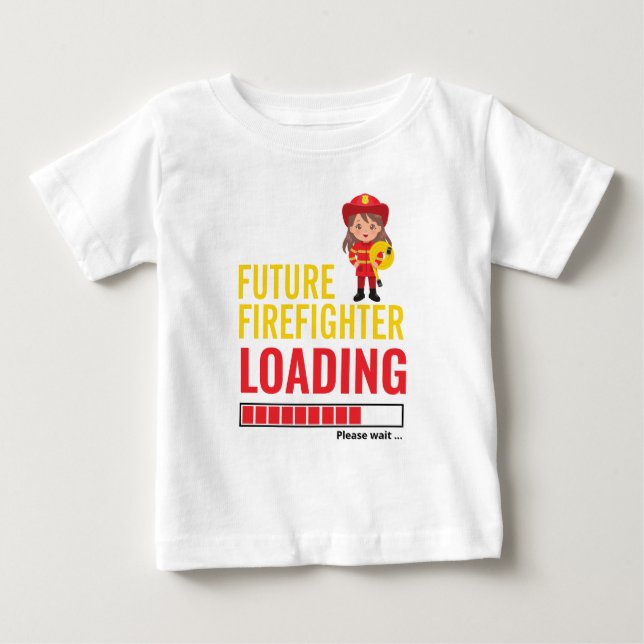 Camiseta Futuro Bombeiro Carregando Menina Fofa Personaliza (Frente)